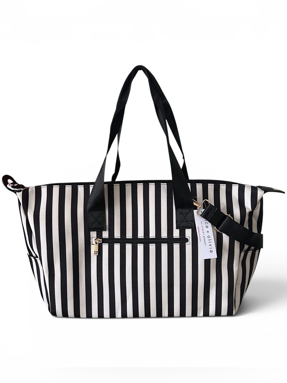 Alice + Olivia by Stacey Bendet Striped Duffel Bag w Detachable Crossbody Strap